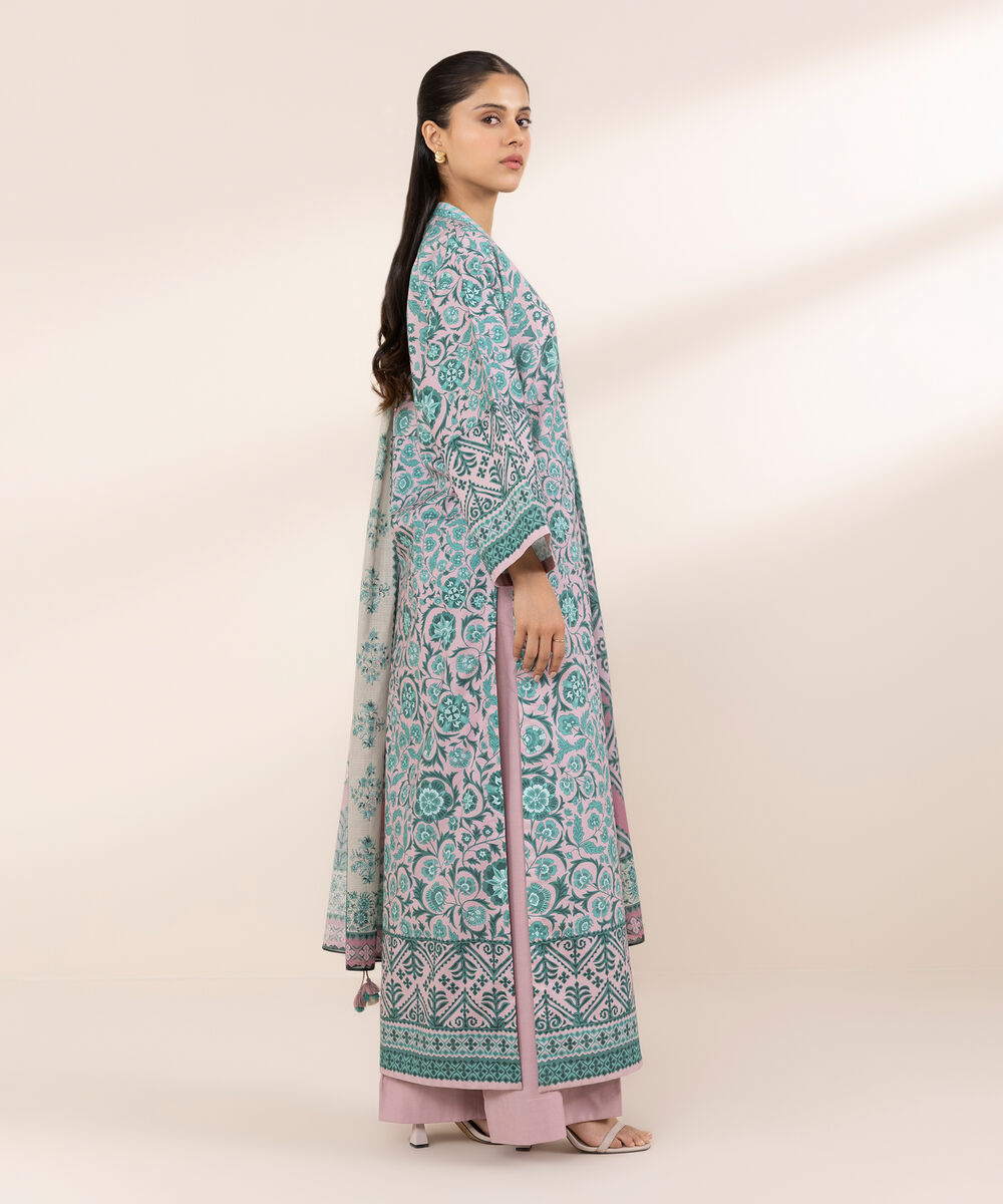 Women's Unstitched Lawn Printed Blue 2 Piece Suit
