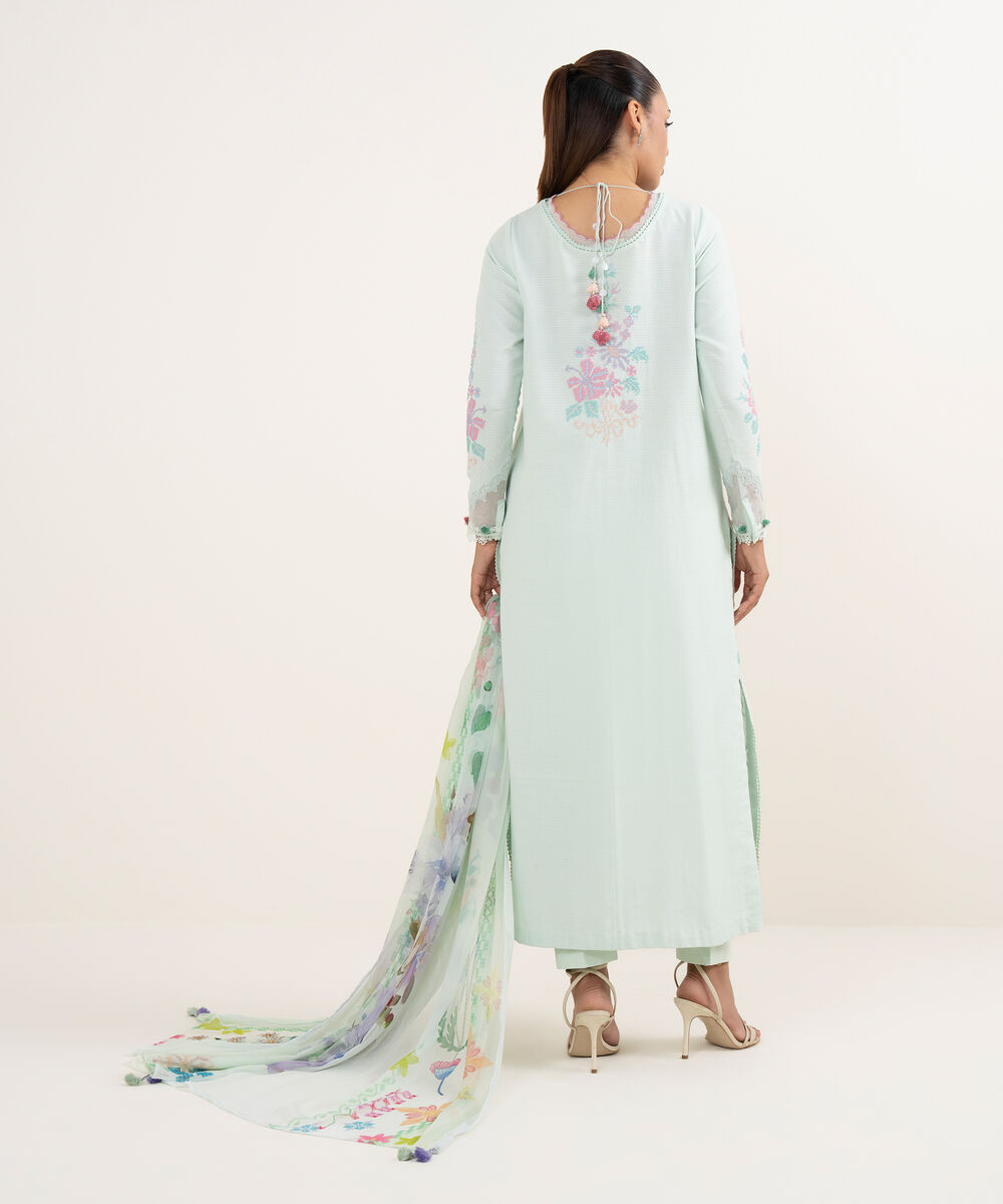 Women's Unstitched Dobby Dyed Three Piece Suit