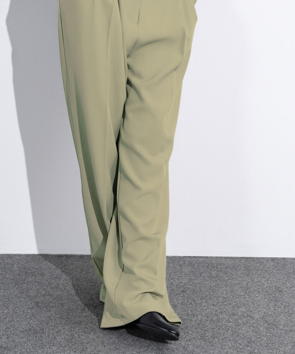 Women's Western Wear Green Tailored Wide Leg Trousers
