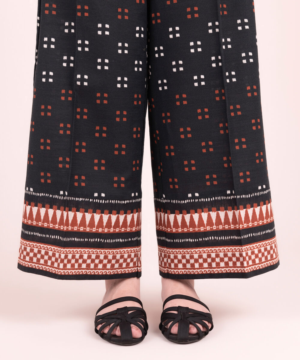 Women's RTW Cotton Printed Black Culottes