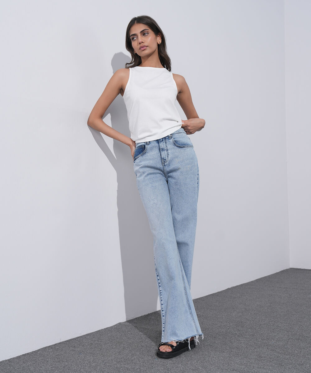 Women's Western Wear Blue Straight Pants