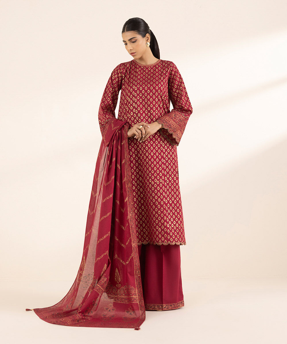 Fine Voile Red Printed Dupatta
