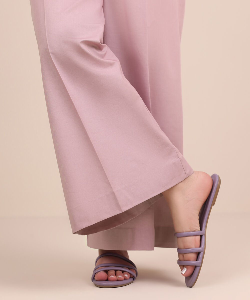 Women's Unstitched Cotton Printed Pink Trousers Fabric