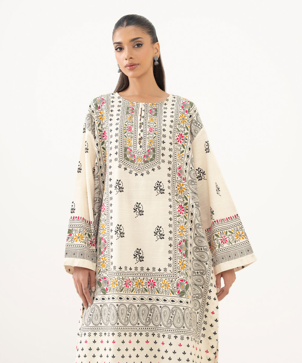Women's RTW Cotton Printed Drop Shoulder Multi Shirt