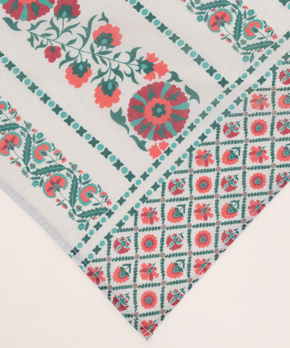 Fine Volie Grey Printed Dupatta