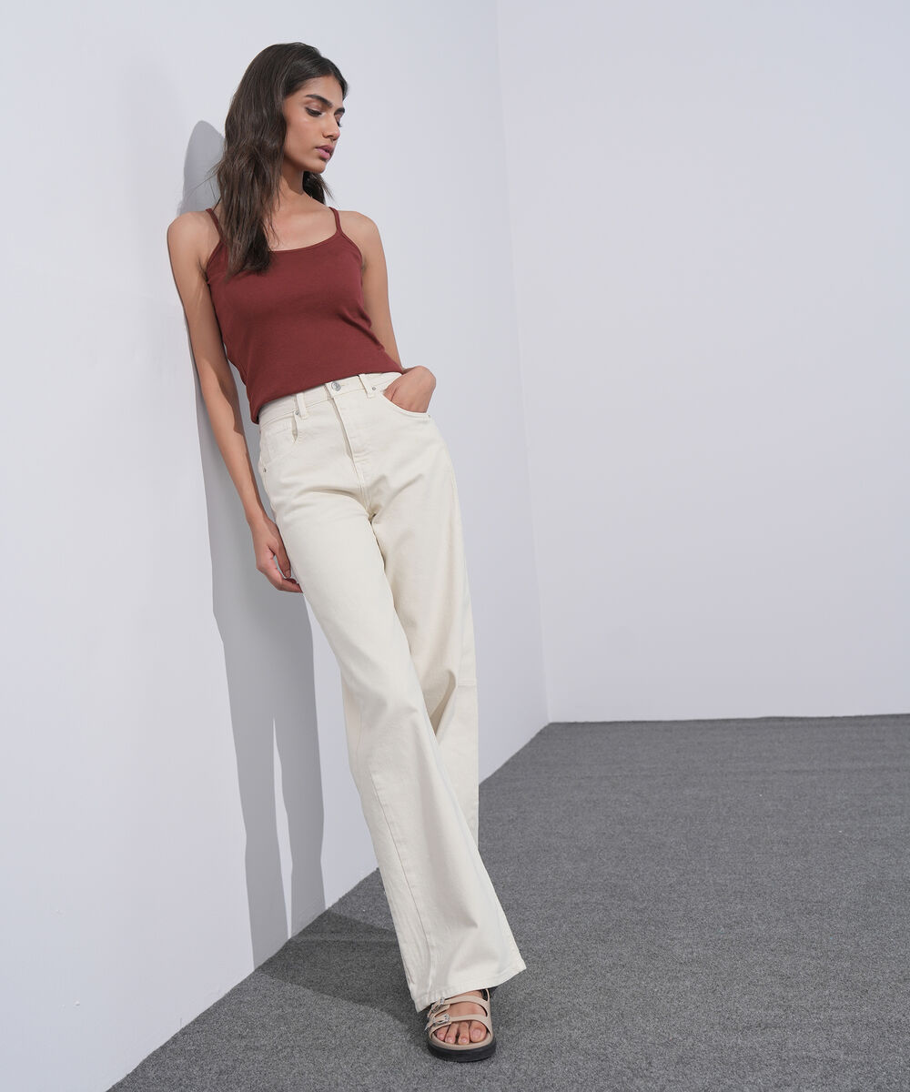 Women's Western Wear White Wide Leg Jeans