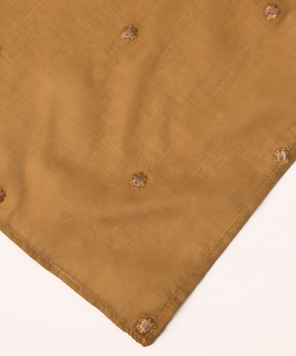 Fine Voile Brown Embroidered Dupatta