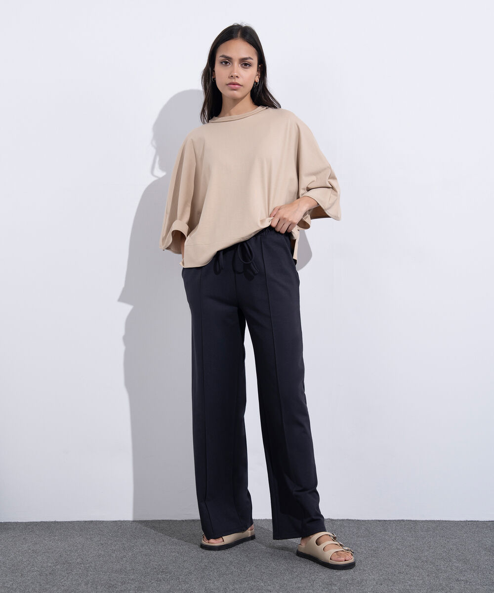 Women's Western Wear Black Pull On Summer Terry Trousers