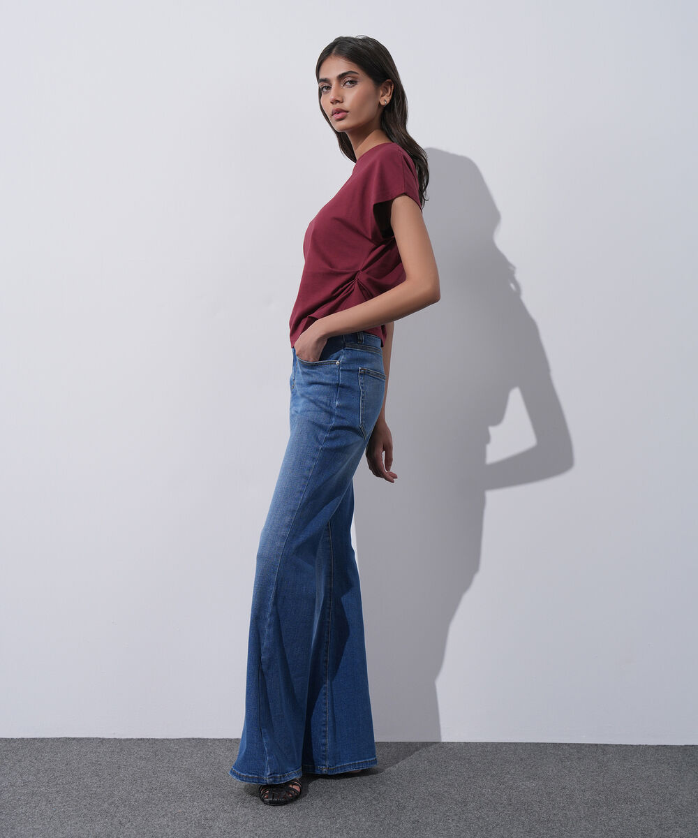 Women's Western Wear Blue Boot Cut Pants