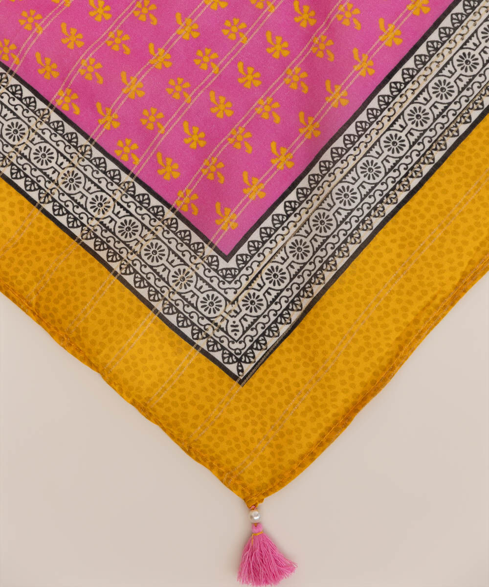 Zari Voile Pink Printed Dupatta