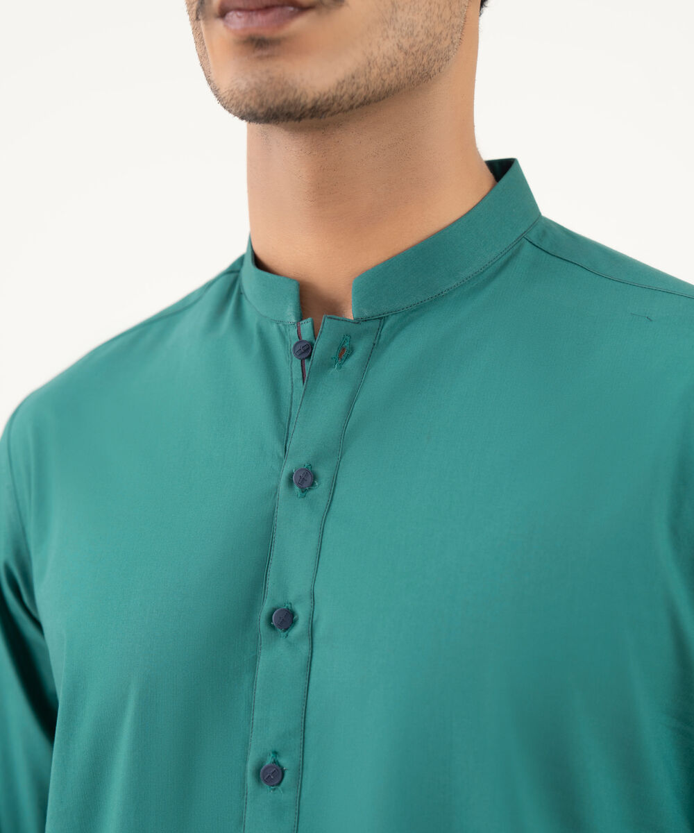 Men's 100% Cotton Plain Teal Green Kurta Shalwar