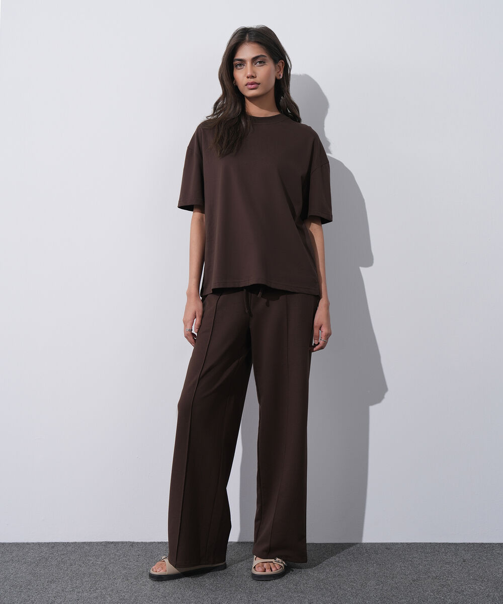 Women's Western Wear Brown Loose Fit T-Shirt