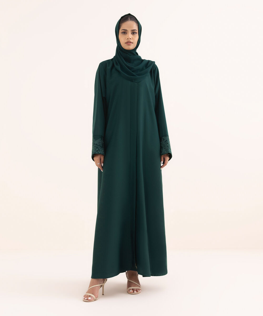 Women's Green Nida Abaya Set