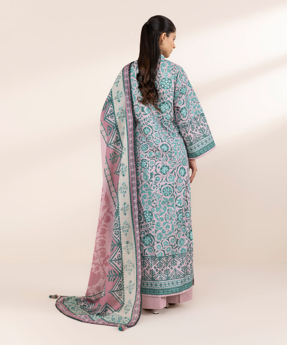 Women's Unstitched Lawn Printed Blue 2 Piece Suit