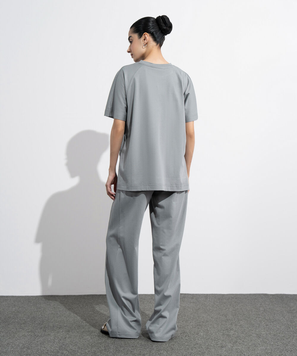 Women's Western Wear Grey Loose Fit Jersey T-Shirt