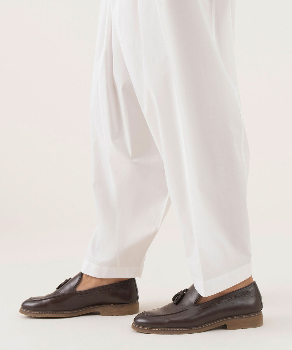 Men's 100% Cotton Plain Off-White Kurta Shalwar