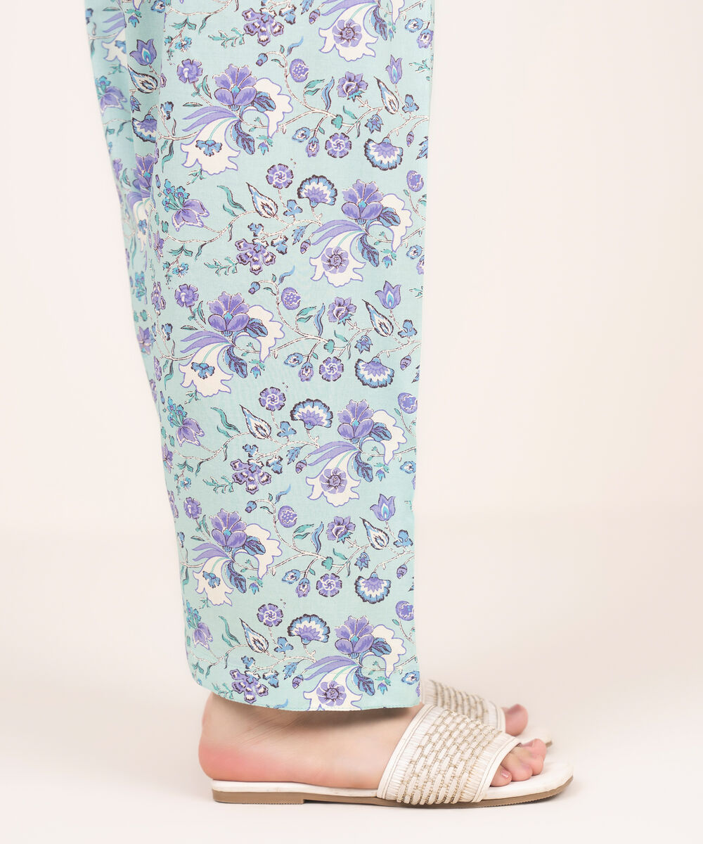 Women's RTW Cotton Viscose Blue Printed Shalwar