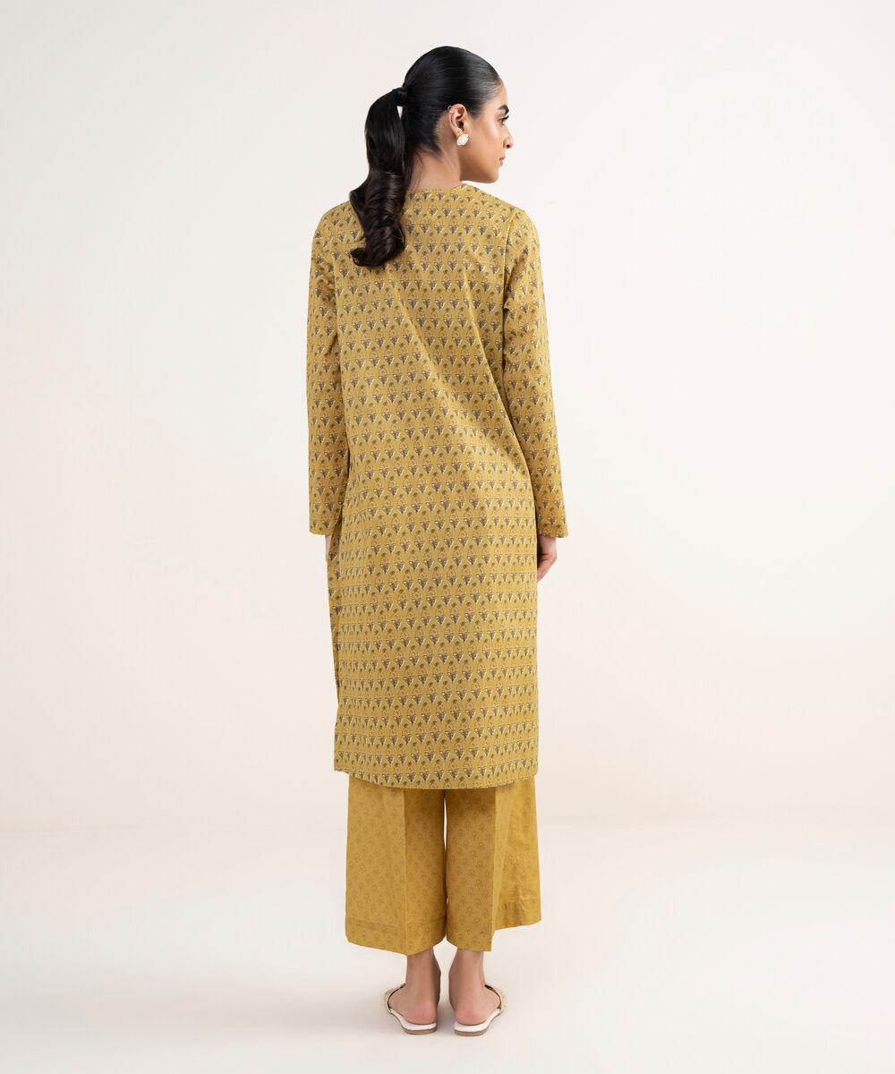 Women's RTW Lawn Mustard Embroidered Straight Shirt