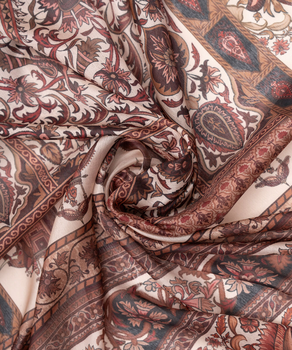 Textured Silk White Printed Dupatta