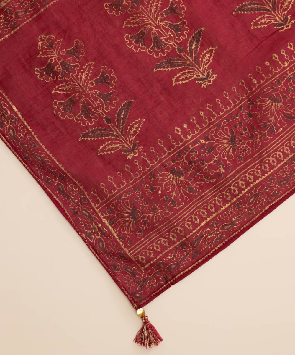 Fine Voile Red Printed Dupatta