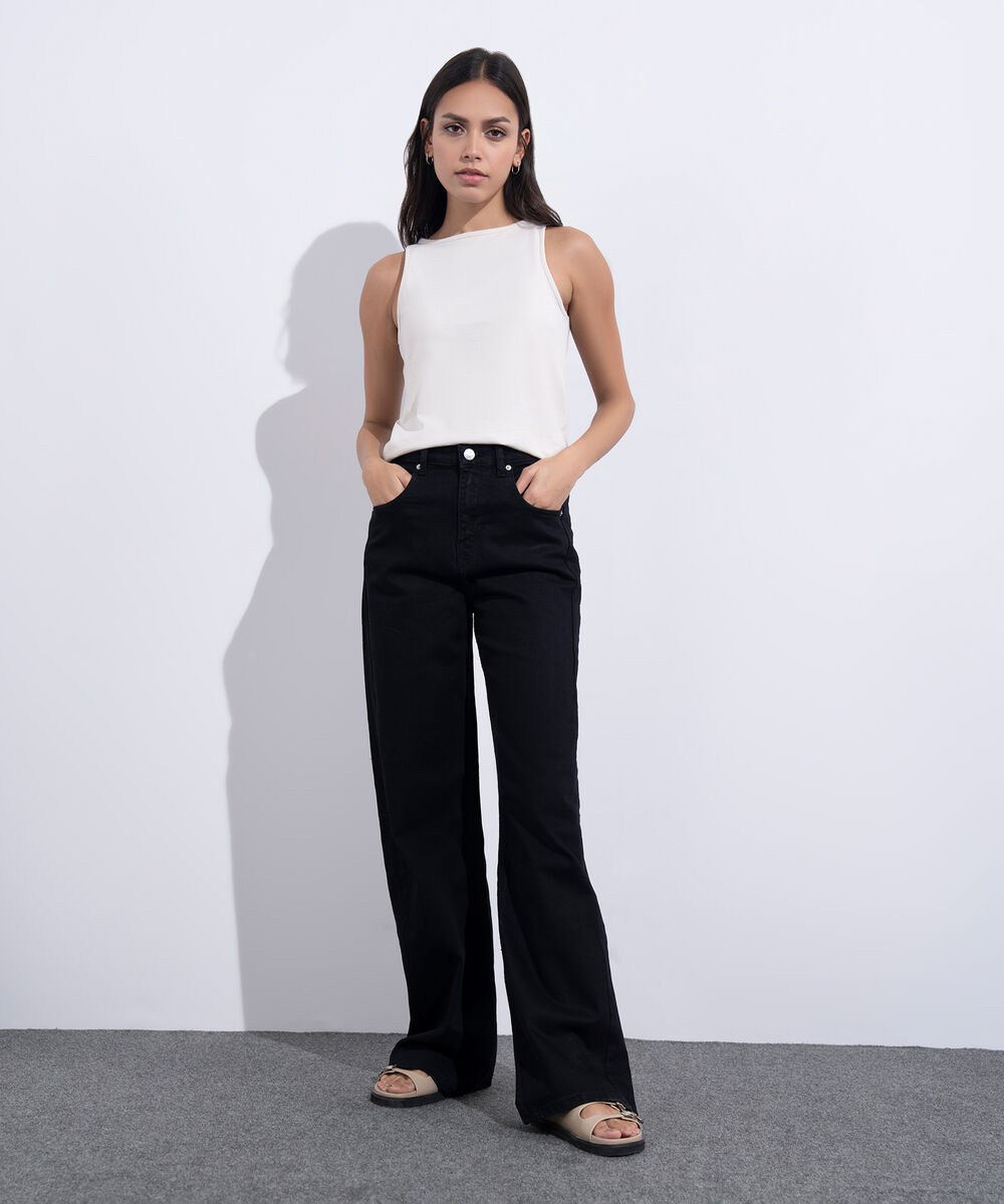 Women's Western Wear Black Wide Leg Jeans