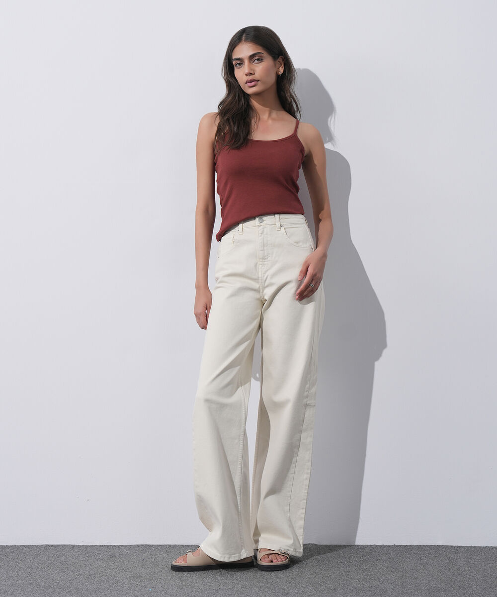 Women's Western Wear White Wide Leg Jeans