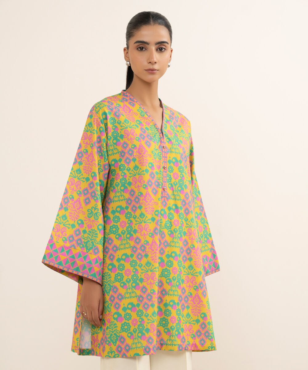 Women's Unstitched Cotton Printed Multi Shirt