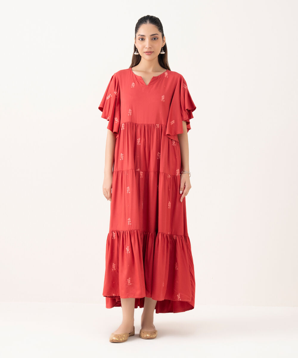 Women's RTW Viscose Marina Pink Dyed Dress