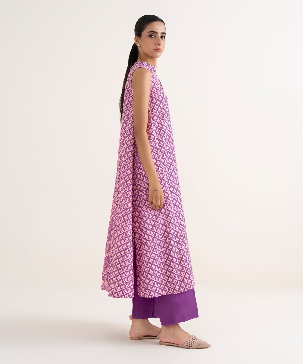 Women's Unstitched Light Khaddar Printed Magenta Three Piece Suit