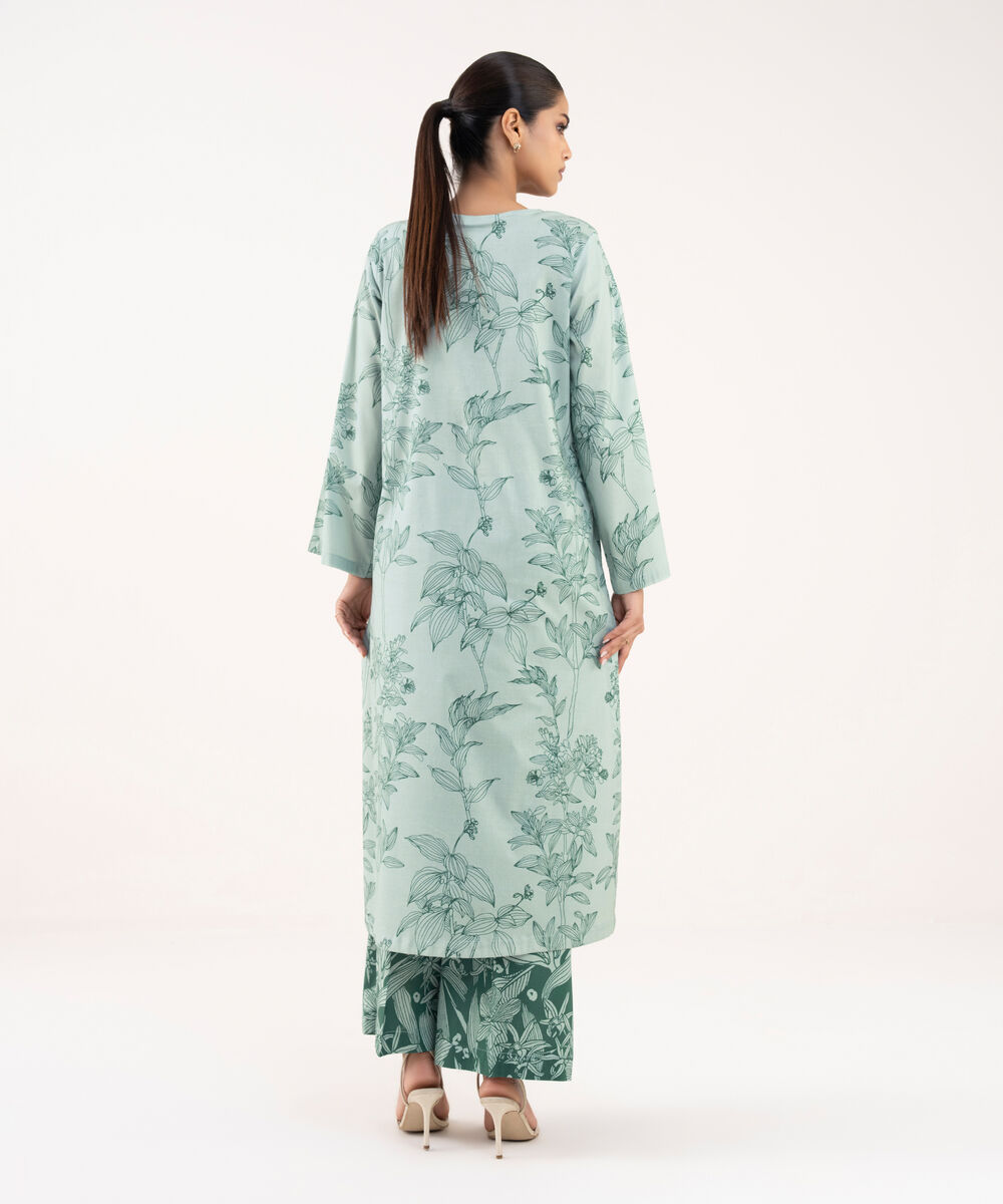 Women's RTW Viscose Lawn Blue Printed Straight Shirt