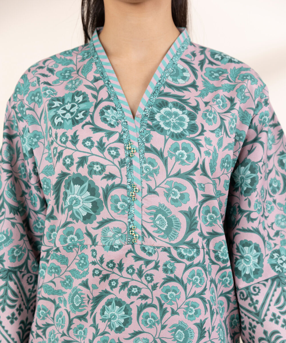 Women's Unstitched Lawn Printed Blue 2 Piece Suit