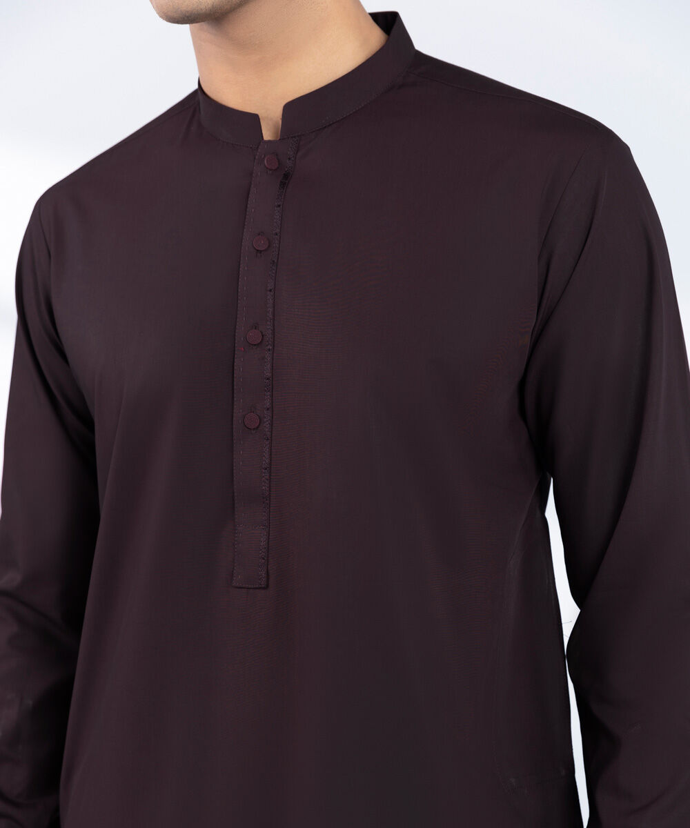 Men's Stitched Embroidered Red 2 PC Suit