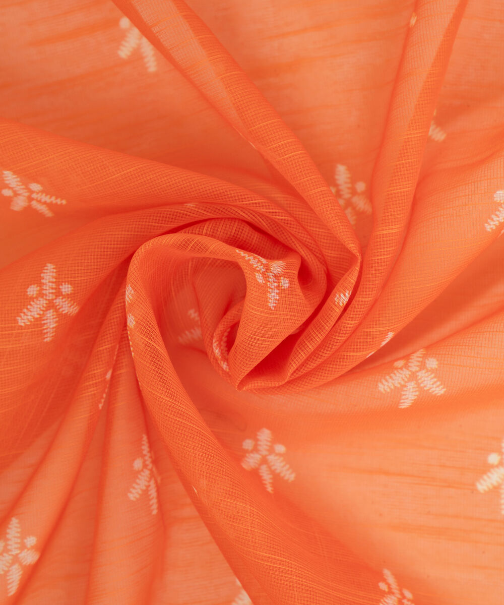 Blended Raw Net Orange Printed Dupatta
