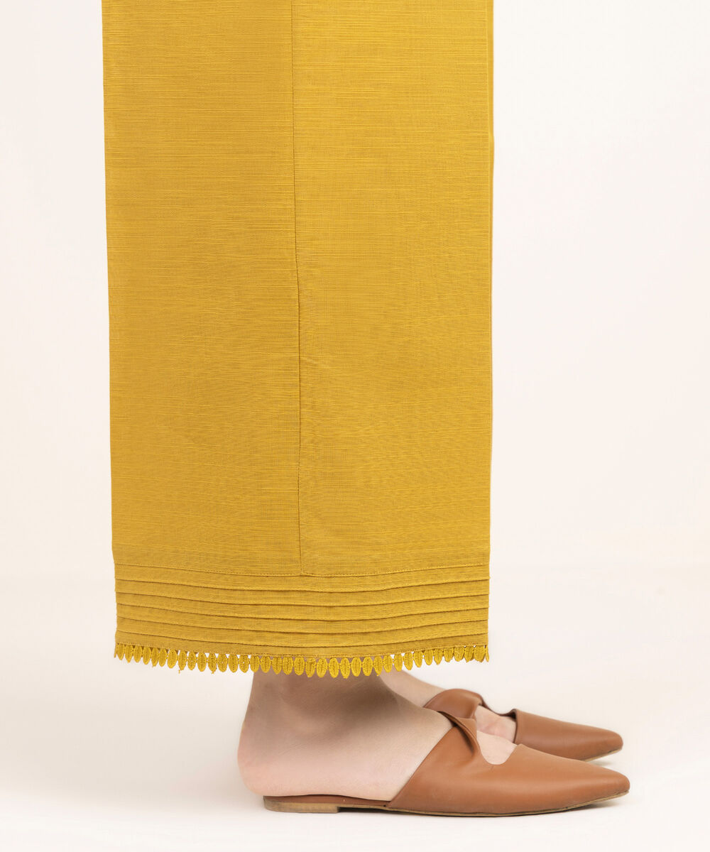 Women's RTW Khaddar Solid Yellow Culottes