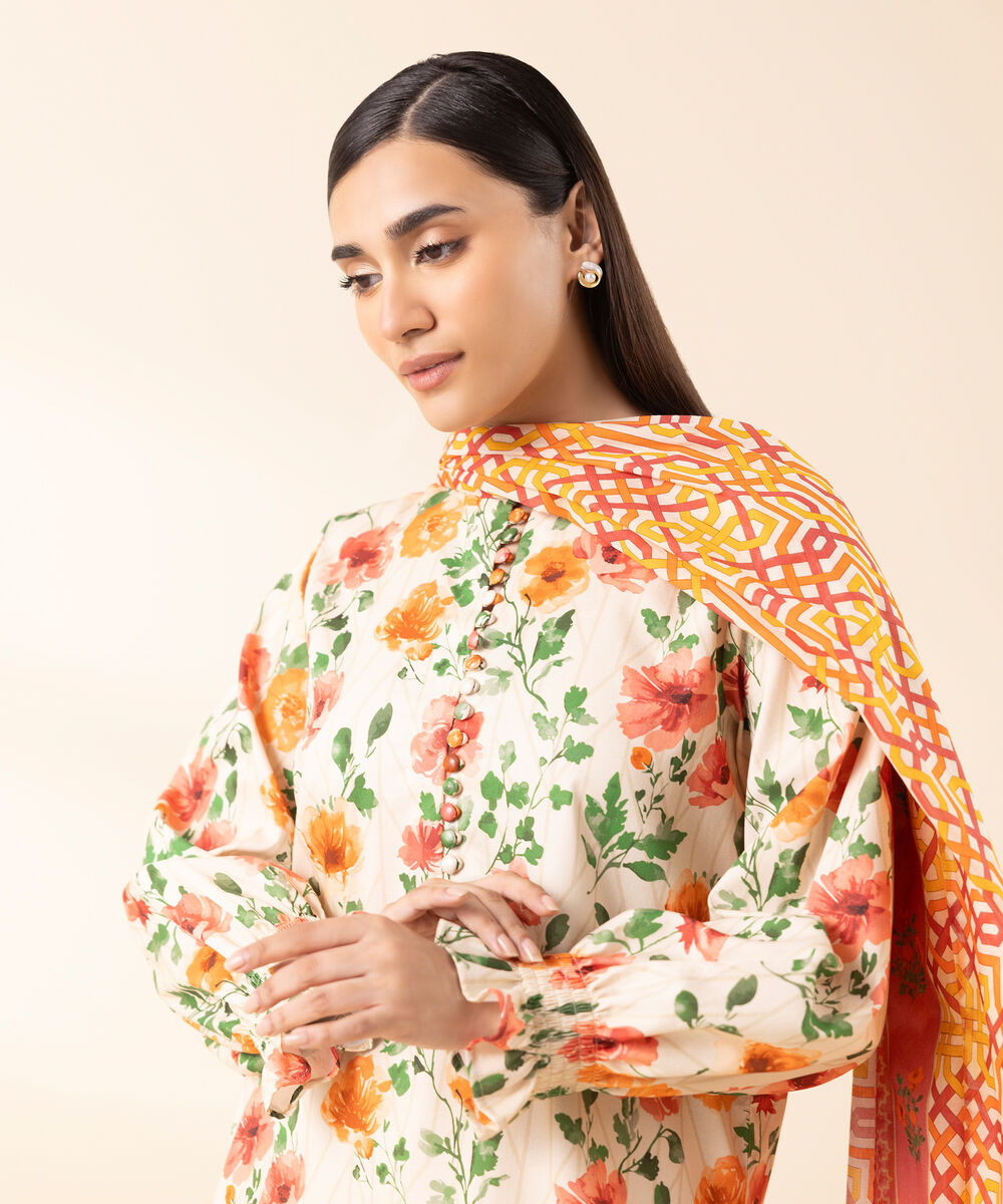 Women's Unstitched Lawn Printed Multi 3 Piece Suit