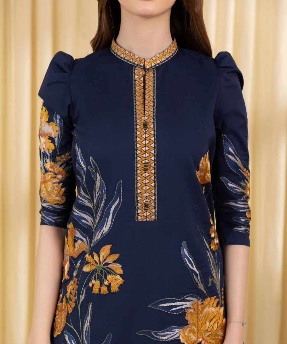 Unstitched Women's Blue Textured Lawn 3 Piece Suit