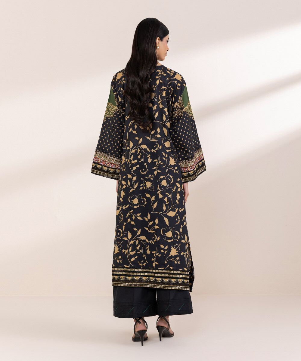 Women's RTW Lawn Black Embroidered Boxy Shirt