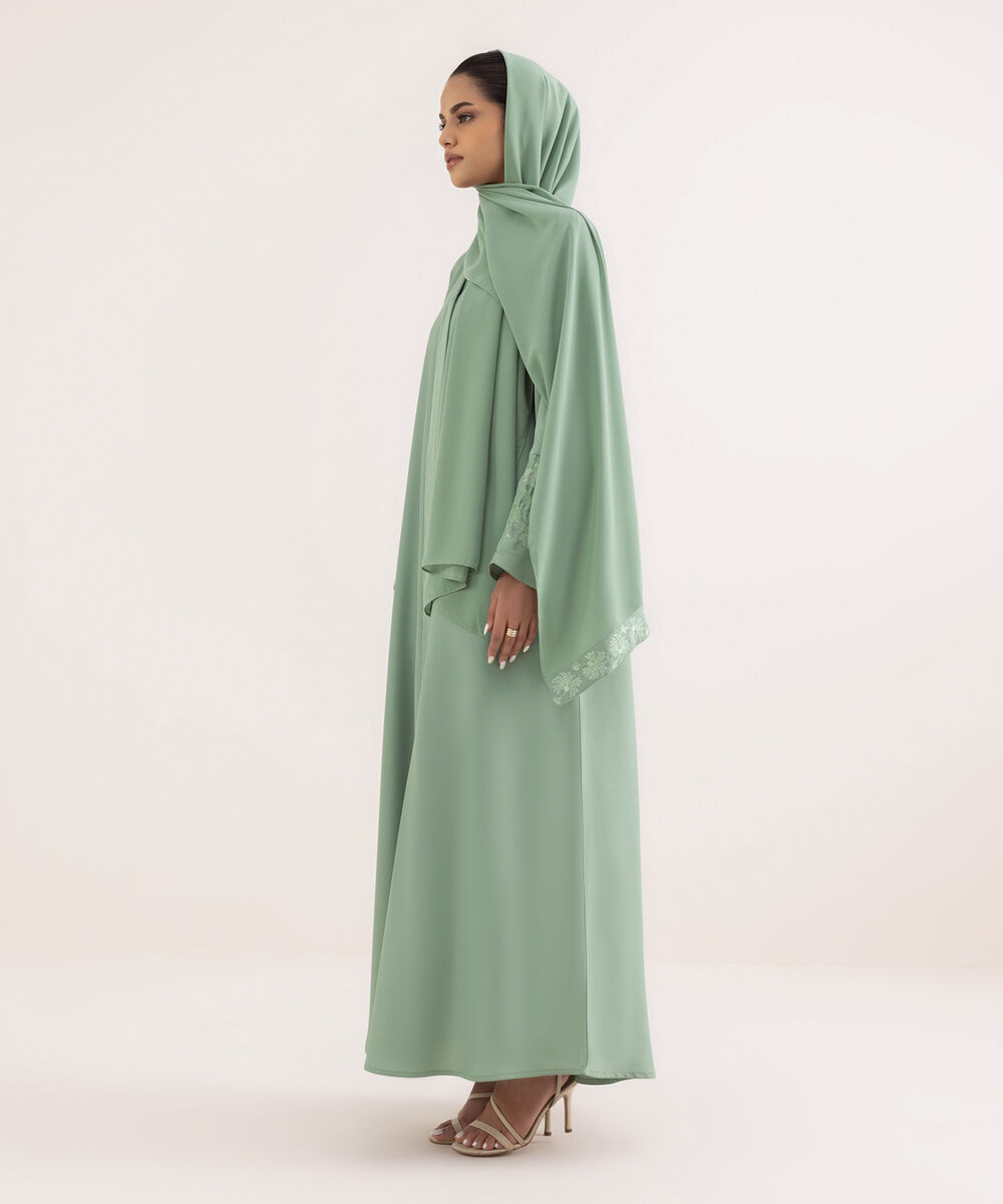 Women's Green Nida Abaya Set