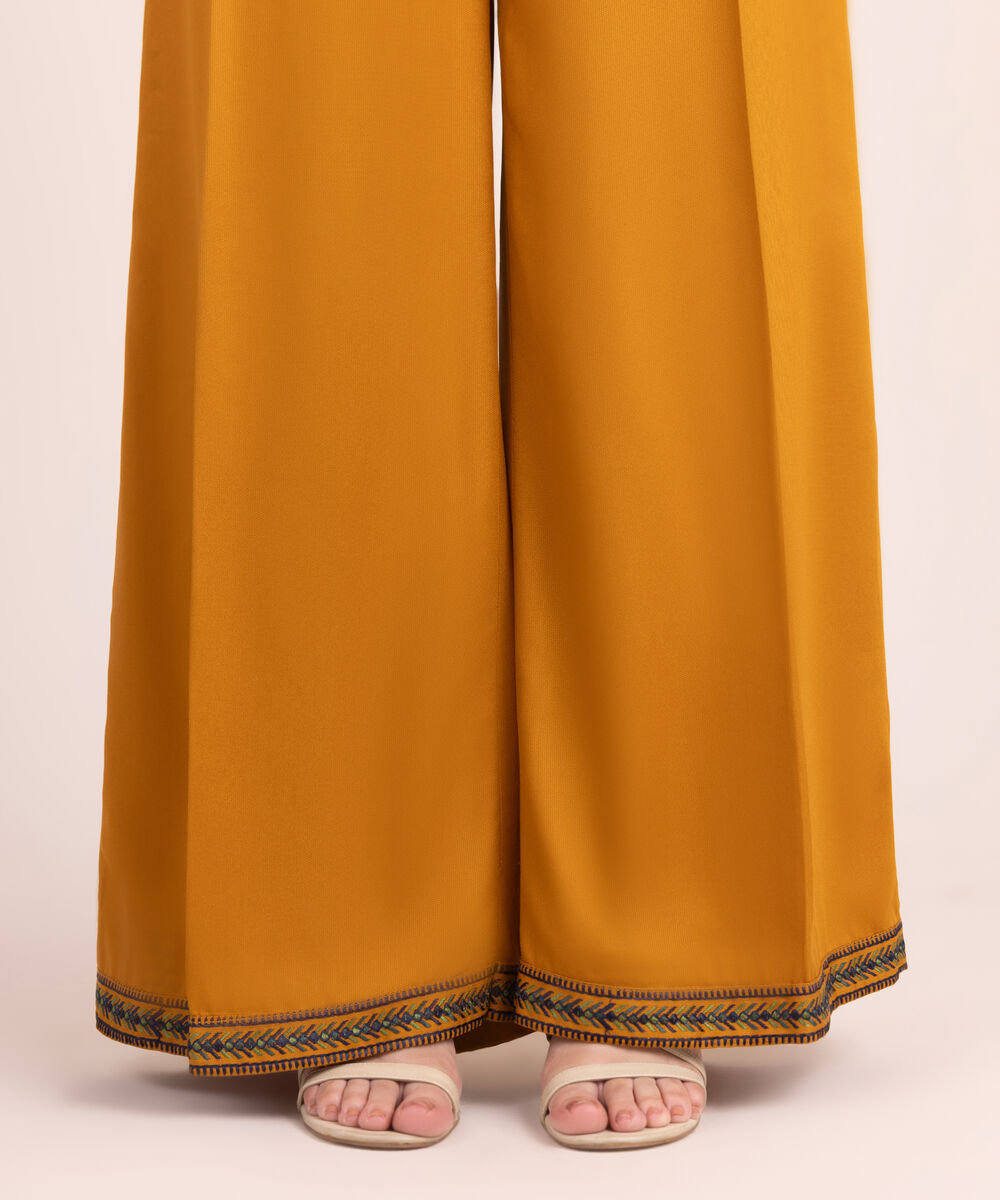 Women's RTW Bedford Embroidered Mustard Flared Pants