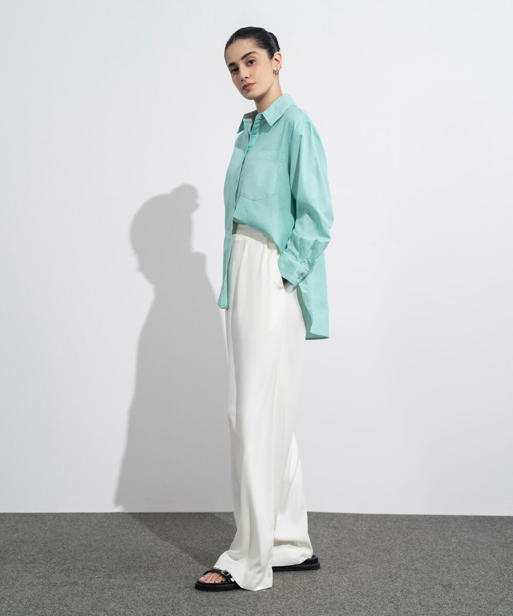 Women's Western Wear White Tailored Wide Leg Pleated Pants