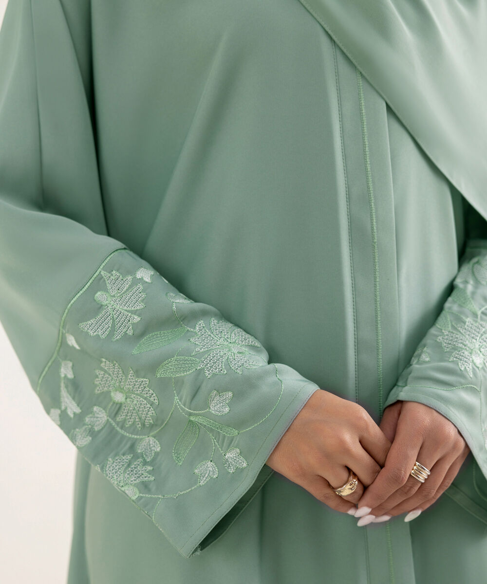 Women's Green Nida Abaya Set
