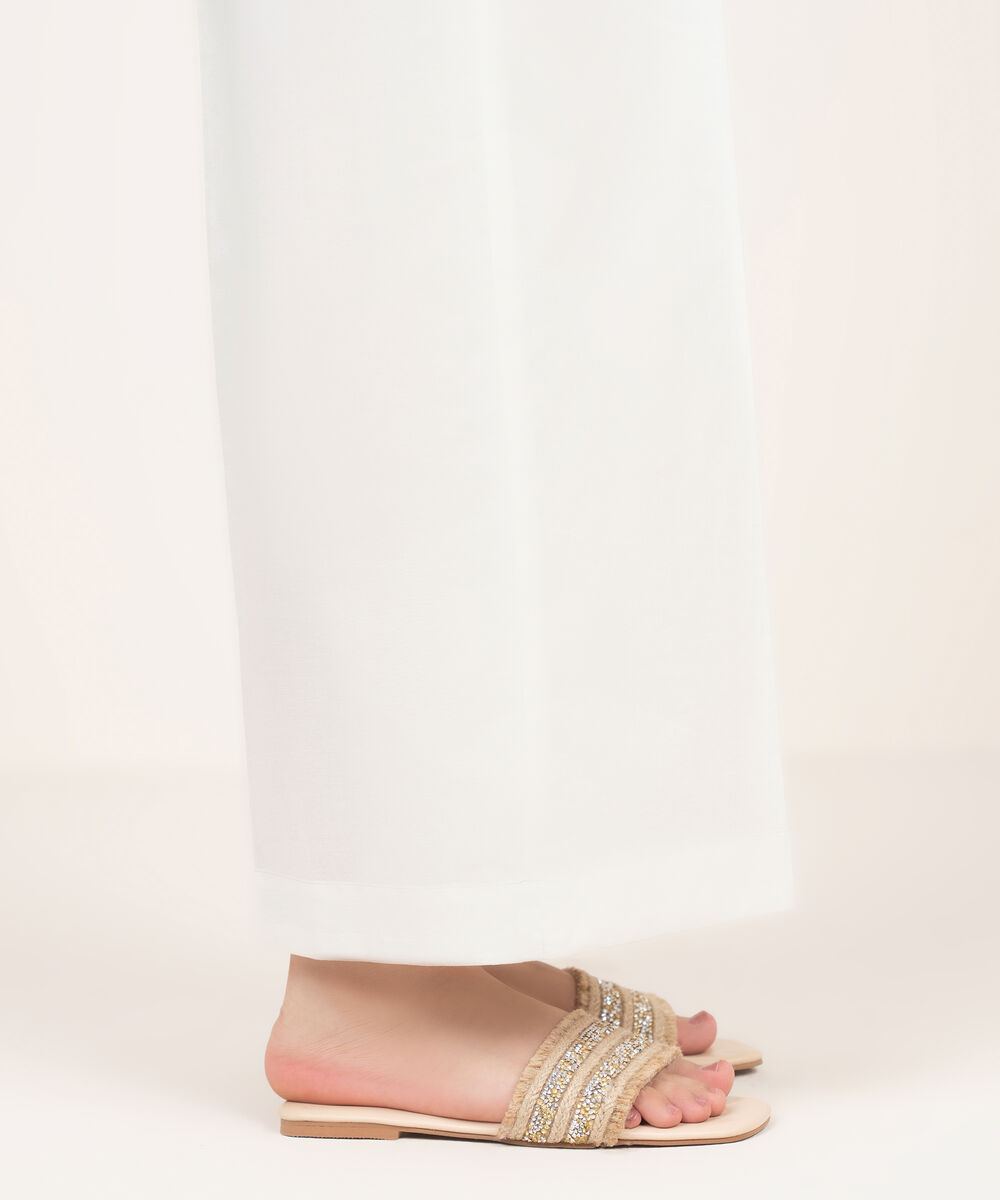 Women's RTW Cambric Grey Solid Flared Pants