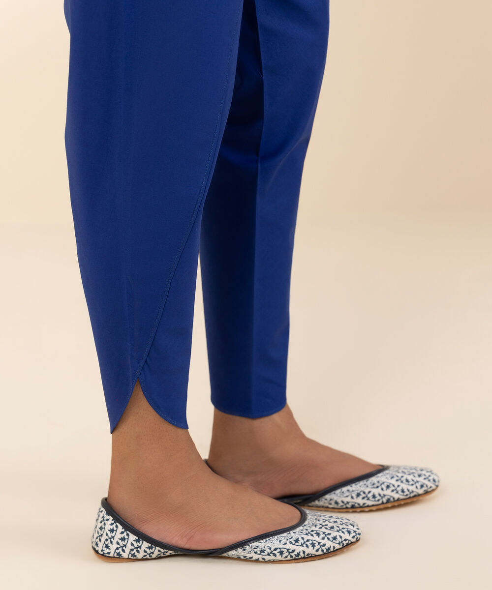 Women's Unstitched Cotton Blue Trousers