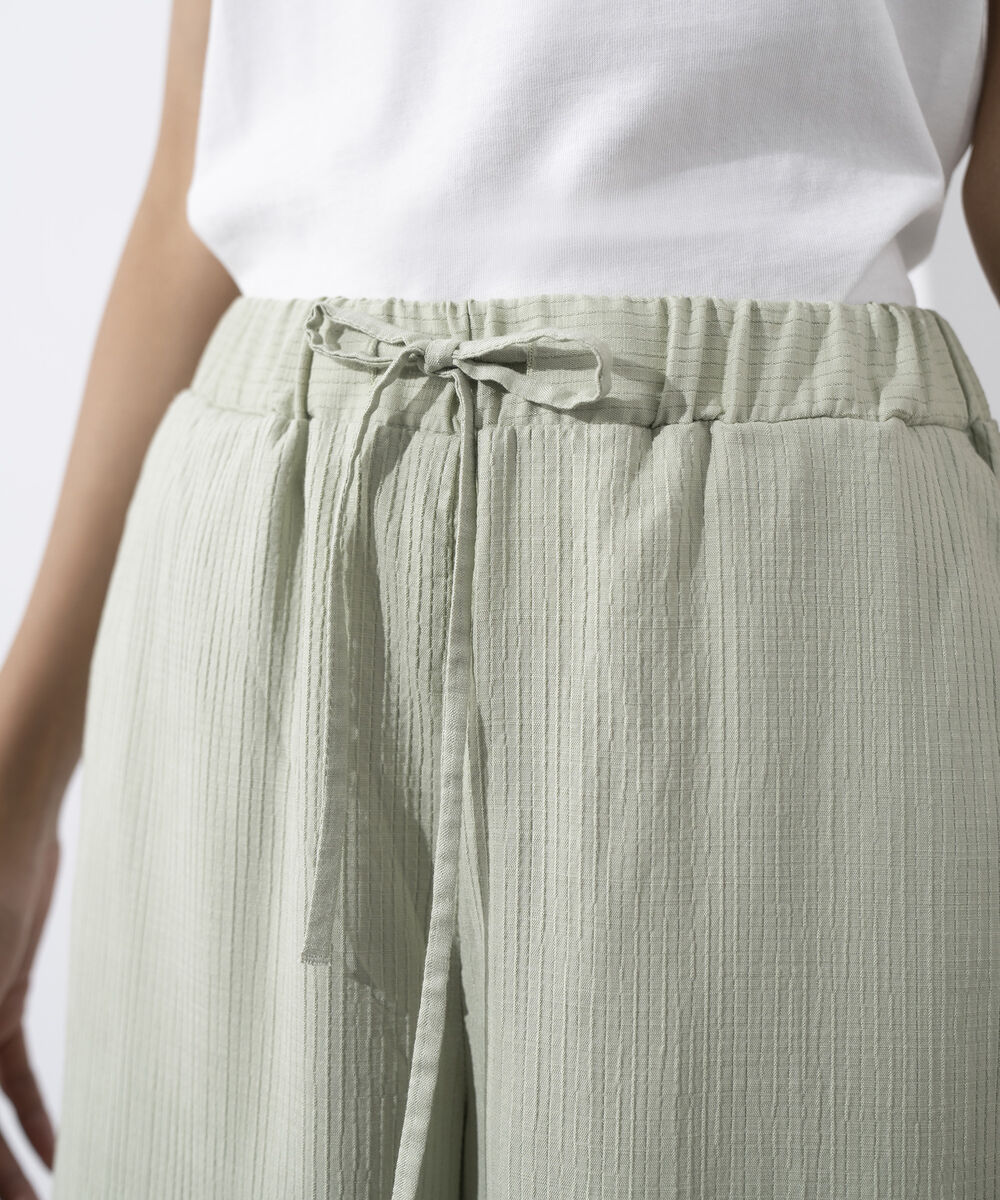 Women's Western Wear Green Wide-Leg Seersucker Trousers