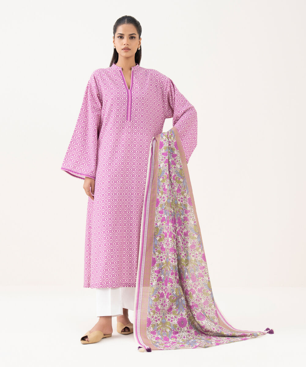 Women's Unstitched Light Khaddar Printed Multi Two Piece Suit