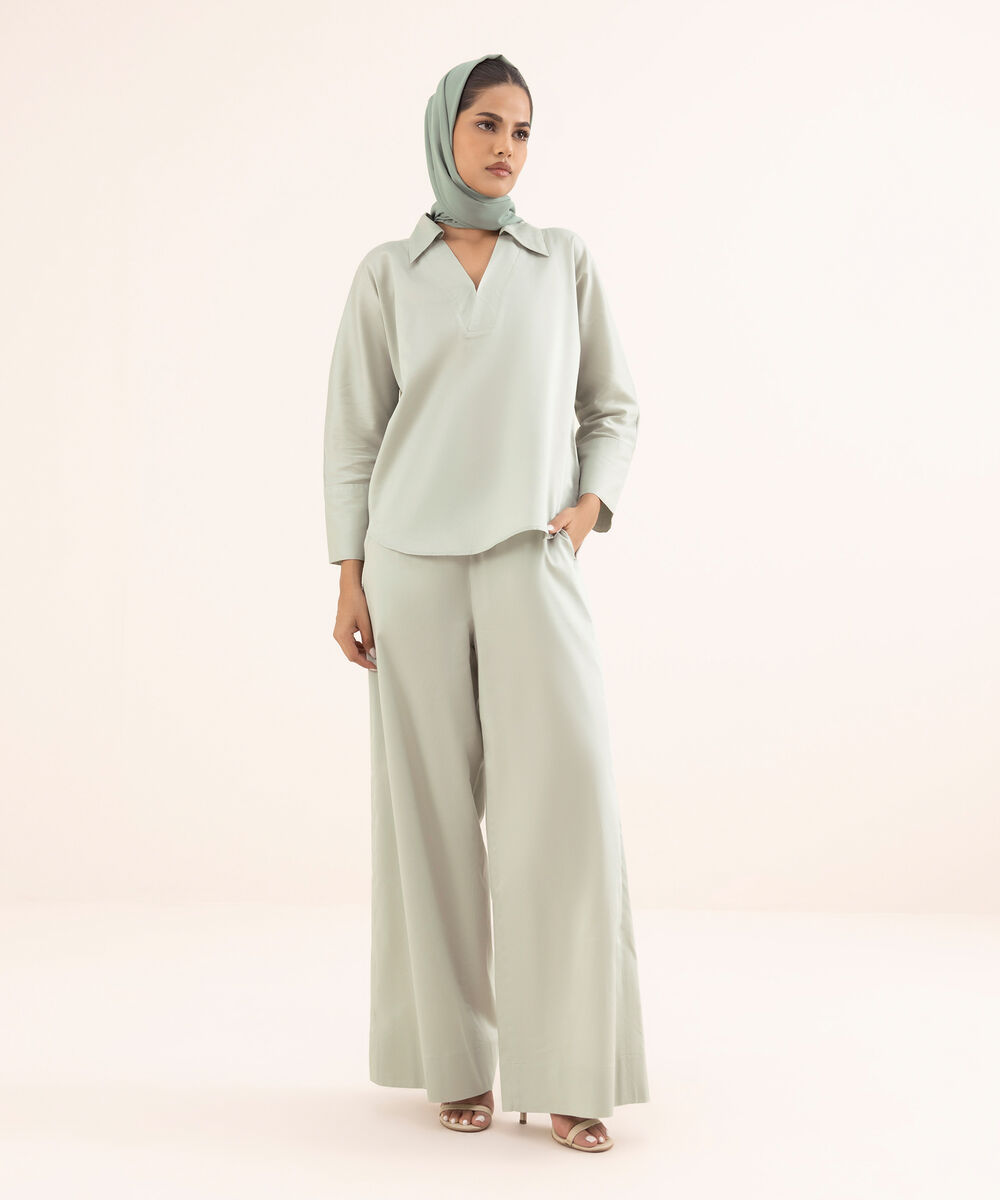 Women's Grey Cotton Modest Trousers