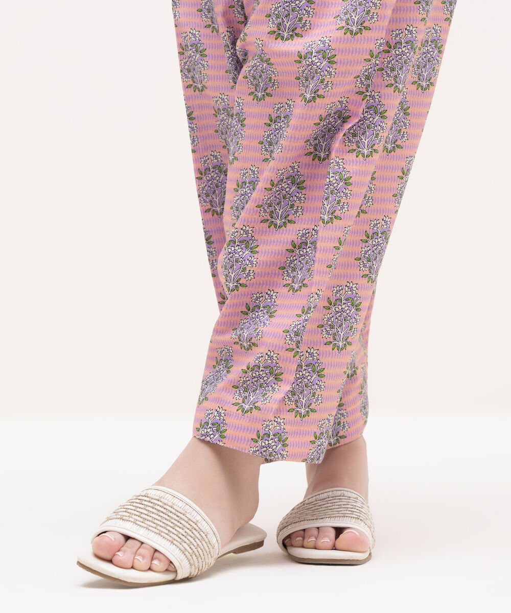 Women's RTW Textured Lawn Pink Printed Shalwar