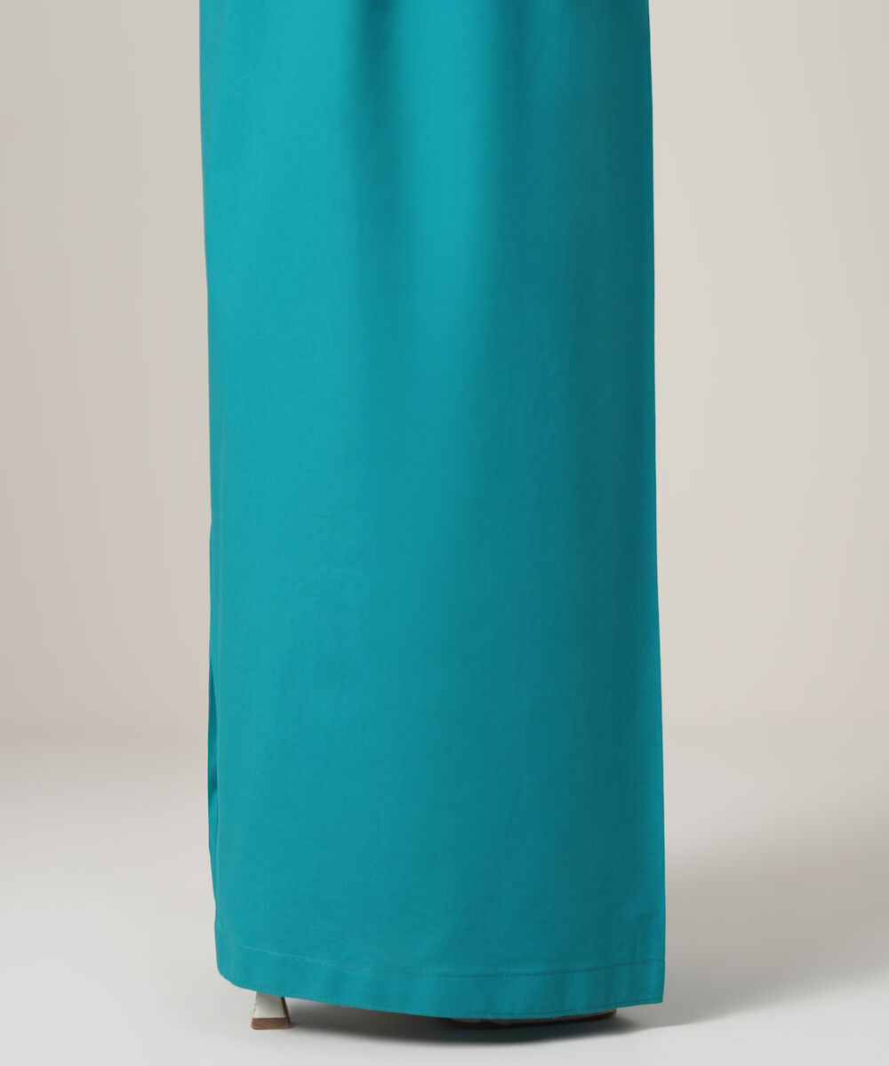 Women's RTW Cambric Blue Solid Trousers