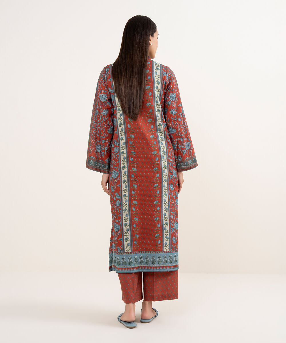 Women's RTW Dobby Brown Printed A-Line Shirt