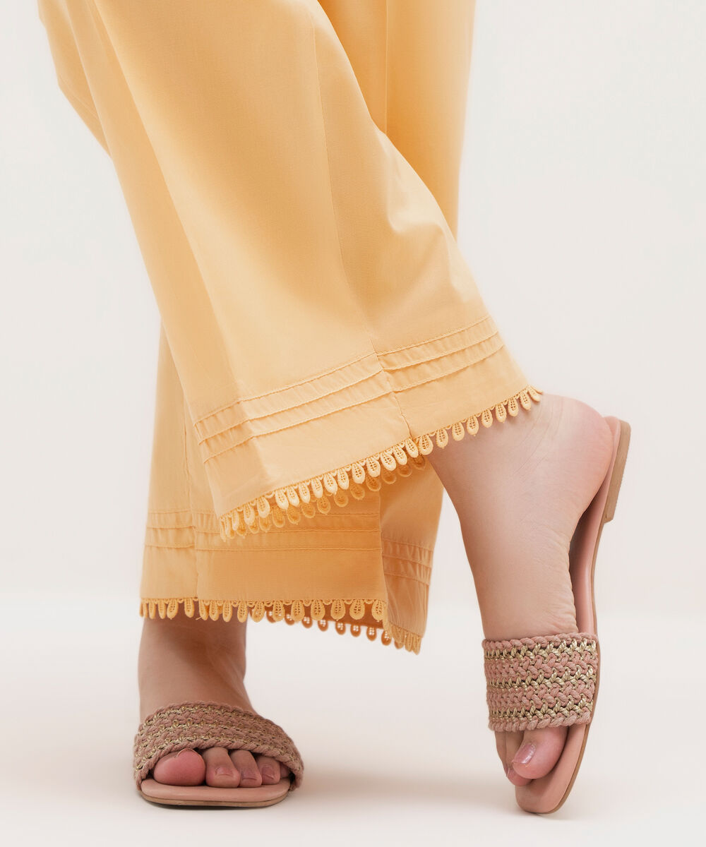 Women's RTW Cambric Orange Solid Culottes